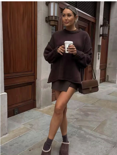 OVERSIZED CHOCOLATE KNIT SWEATER