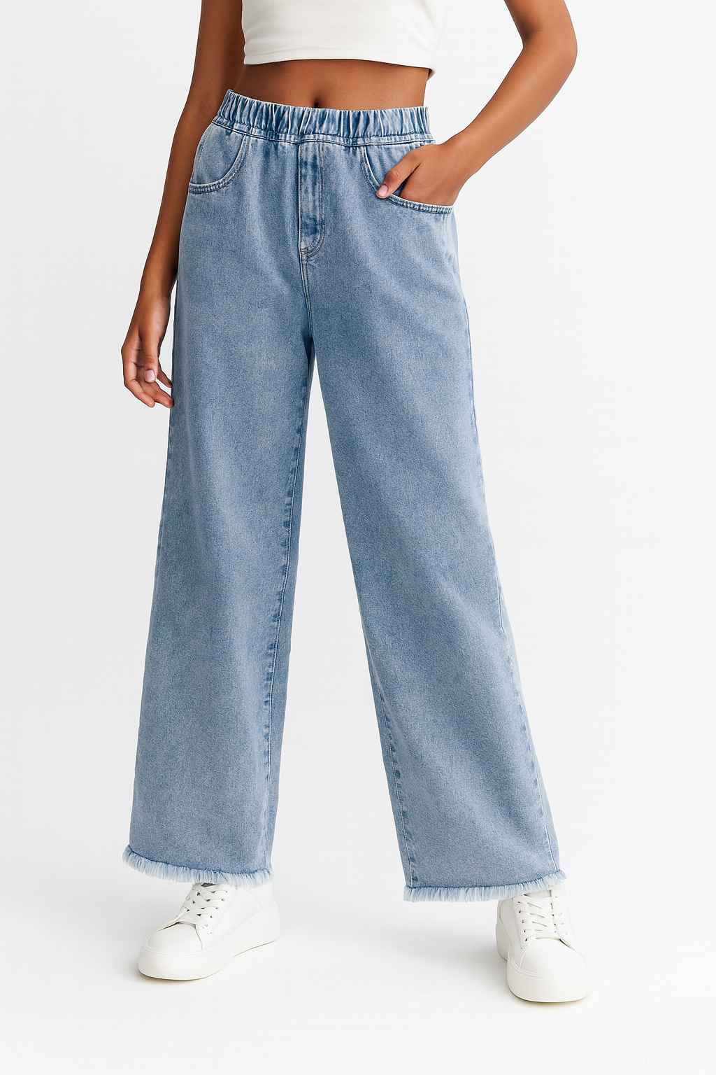 LIGHT WASH RELAXED WIDE LEG JEANS