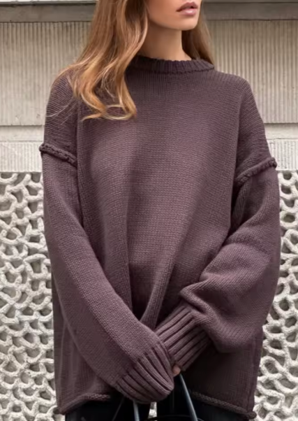 OVERSIZED CHOCOLATE KNIT SWEATER