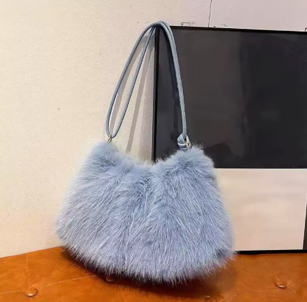 FAUX RABBIT FUR HANDBAG