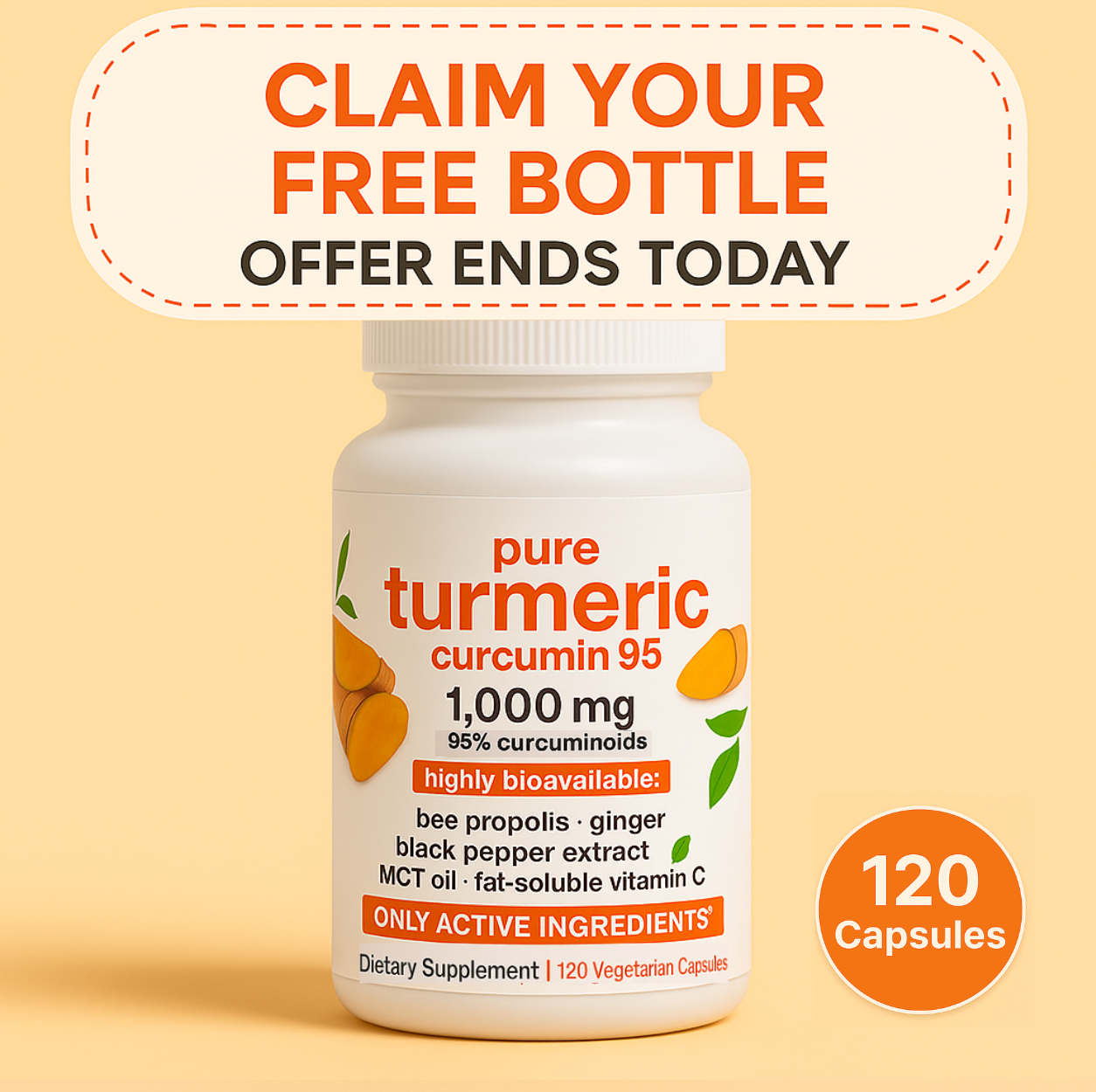 Pure Turmeric Curcumin 95 with Black Pepper & MCT Oil